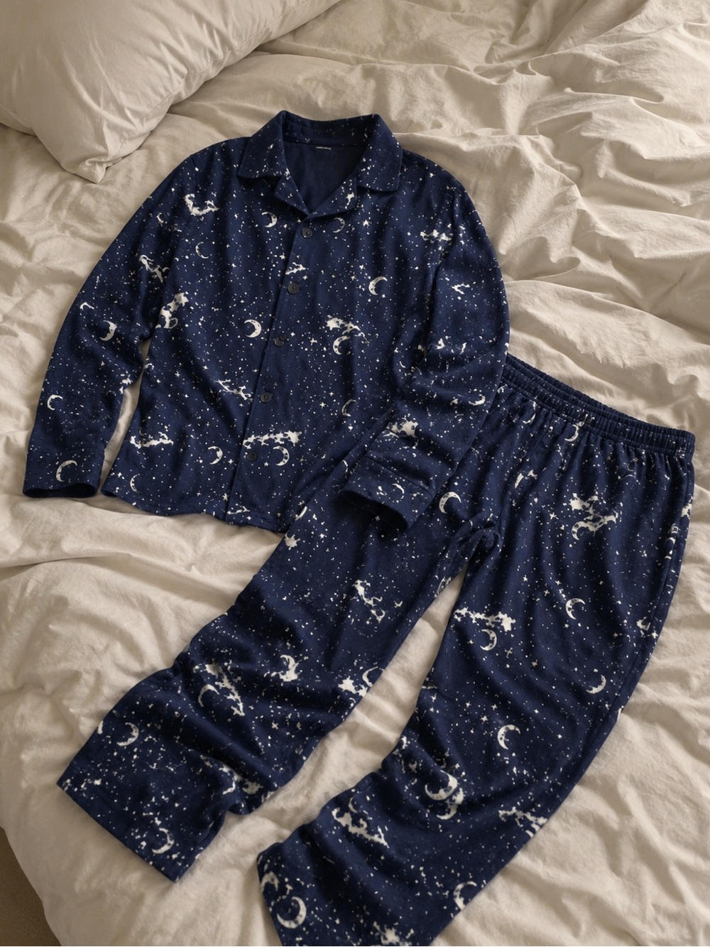 Boys Flannel Cat & Jack Navy Moon and Stars Pajama Set Sz L (10/12)